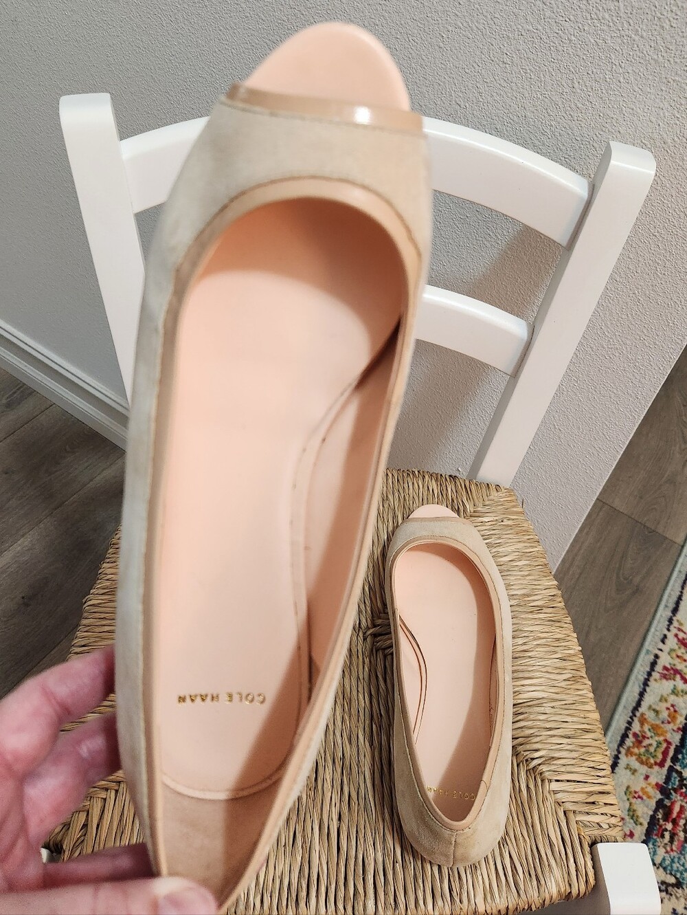 Cole Haan Suede Peep-Toe Flats Size 10 - Picture 2 of 7
